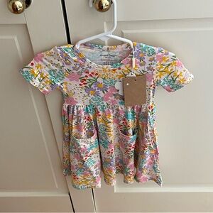 NWT Angel Dear Bamboo Floral Short Sleeve Dress with Pockets 18-24M